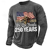 Χαμηλού Κόστους Πατριωτικά 250 T-shirts-4η Ιουλίου 2026 250η Ημέρα Μνημοσύνης Ανδρικό Designer 3D Εκτύπωση Σημαία ΗΠΑ Crew Neck Μακρυμάνικο T-Shirt Καθημερινό Στριτ