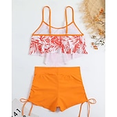 tanie Tankini i bikini do surfingu-Damskie Strój kąpielowy Tankini 2-częściowa Tropikalny Ultra lekki (UL) Elastyczny Bez rękawów Kąpielówki Surfing Nurkowanie z rurką Lato