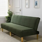 abordables Couverture du canapé Futon-Housse de canapé-lit extensible en tissu imprimé, disponible en 3 tailles différentes, housse de canapé sans accoudoirs, housse de banc élastique, protection décorative pour le Nouvel An, décoration