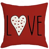 voordelige Kussens, inzetstukken en deksels-Kussensloop met rode hartjesprint voor Valentijnsdag, feestelijk "liefde"-design, decoratief kussen in Europese stijl, perfect voor op de bank of in de woonkamer, ideaal voor Valentijnsdag thuis en