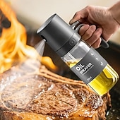 cheap Kitchen Utensils &amp; Gadgets-Oil Sprayer Kitchen Gadget for Cooking High Borosilicate Glass Oil Sprayer Mister 250ml Olive Oil Spray Bottle for AirFryer Salad BBQ Kitchen Baking Roasting Dark Gray