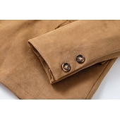 baratos Jaquetas de Suede Sintético-Homens jaqueta leve Jaqueta casual Jaqueta de camurça sintética Para Noite Macio Fivela Primavera &amp; Outono Casual Colarinho Chinês Padrão Cáqui Claro Preto Azul Marinha cáqui Verde Tropa Casaco