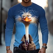 preiswerte 3D-T-Shirts-Herren Tiermotiv Lustig T Shirt Langarm T-Shirt 3D-Druck Rundhalsausschnitt Hemd Mode Basic Lässig Täglich Straße Blau Blau 3# Blau 2# Sommer Frühling Bekleidung S M L XL XXL XXXL