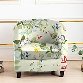 cheap Armchair Cover &amp; Armless Chair Cover-Club Chair Cover Striped, Plant, and Geometric Printed Polyester Slipcovers for Living Room, Bedroom, and Home Office