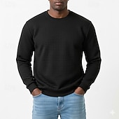 tanie Podstawowe bluzy-Męskie Bluza dresowa Bluza Waffle Bluza z kapturem Morelowy Czarny Biały Zieleń wojskowa Szary Półgolf Równina Teksturowany Codzienny Sport i turystyka Święto Moda miejska Nowoczesne Odzież sportowa