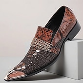 billiga Premium läder Loafers-Herr Tofflor och Slip-Ons Formella skor Finskor Promenad Läder Italienskt fullkornigt kohud Bekväm Halksäker Loafers Röd Brun