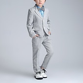 abordables Costumes et Tenues de Porteur d'Anneau-Costume quatre pièces pour garçon d'honneur, avec blazer. &amp; pantalon  &amp;chemises &amp;Costume garçon avec cravate, tenue formelle, décontractée, pour les fêtes en extérieur, mode, basique, à carreaux,