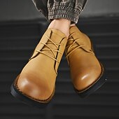 preiswerte Arbeitsschuhe-Lässige gelbe Herren-Ankle-Boots – bequem, stilvoll mit weichem Futter, ideal für legere Hochzeiten und Veranstaltungen im Freien