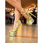 cheap Platform Sandals-Women's High Platform Stiletto Heels, Snake Print Open-Toe Ankle Strap Pole Dance Shoes for Nightlife Party, Club Performances &amp; Stage Shows