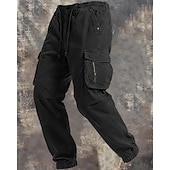 economico Pantaloni cargo-Per uomo Pantaloni Cargo Joggers Pantaloni Coulisse Elastico in vita Multi-tasche Semplice Antivento Comodità Quotidiano All'aperto Ferie Streetwear Elegante Nero Verde militare Inelastico