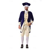  250. výročí USA Rokoko Barroco Úbory Dlouhé rukávy George Washington Alexander Hamilton Koloniální Maškarní kostým Pánské Karneval Den nezávislosti 4. července Dospělí Kabát Kalhoty Límeček
