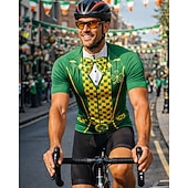  Jersey bărbați Sf. Patrick jersey pentru ciclism trifoi noveltă camisetas cu mânecă scurtă tricou de bicicletă top cu 3 buzunare posterioare rezistent la UV uscare rapidă cu buzunare fermoar frontal