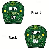 baratos Capas de Sofa-2 capas de encosto de cabeça para carro com trevo verde | compatíveis com todos os veículos, pretas &amp;Adesivo para carro com estampa de trevo verde, design plano 2D, poliéster, fácil instalação -