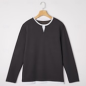 levne Vaflové pletené tričko-Pánské Vaflové tričko Tričko Waffle Henley košile Dlouhý rukáv Tričkový Do V Celý rok Pevná barva Tradiční a retro Na běžné nošení falešný dva kusy Ležérní Domů Venkovní Fialová Top tričko pro muže