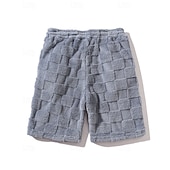 cheap Casual Shorts-Men's Shorts Casual Shorts Pocket Elastic Waist Fleece Plain Warm Breathable Knee Length Outdoor Vacation Daily Wear Vacation Fashion Black Gray Micro-elastic