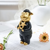 cheap Ramadan &amp; Eid-Ramadan Sheep Figurine, Black &amp; White Resin Sheep Holding Moon &amp; Star, Hand-Painted Decorative Ornament for Eid al-Fitr, Eid al-Adha, Ramadan Home Décor, Gift for Family &amp; Celebration