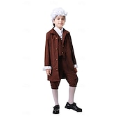  250th Anniversary USA Rococo Baroque Outfits Long Sleeves George Washington Colonial Revolutionary War Costumes Fancy Dress Boys' Carnival Independence Day 4th of July Kid's Coat Pants Collar