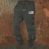 abordables Carga-Hombre Pantalones cargo Pantalones de Deporte Persona que practica jogging Pantalones Correa Bolsillo Cintura elástica Bandera estadounidense de los Estados Unidos Comodidad Transpirable Casual