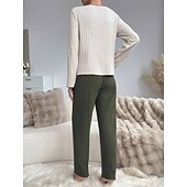 Χαμηλού Κόστους Ημέρα του Αγίου Βαλεντίνου Ύπνος &amp; Χαλάρωση-Γυναικεία Σετ Πυτζάμες Καθημερινό Ανατομικό Καρδιά Ελαστική μέση Μπλουζάκι Παντελόνι Καθημερινά Σπίτι Μακρυμάνικο Στρογγυλή Ψηλή Λαιμόκοψη Μαύρο Ανθισμένο Ροζ Ρουμπίνι Πράσινο του τριφυλλιού