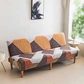 abordables Couverture du canapé Futon-Housse de canapé-lit extensible en tissu imprimé, disponible en 3 tailles différentes, housse de canapé sans accoudoirs, housse de banc élastique, protection décorative pour le Nouvel An, décoration