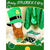  Мужской костюм лепрекона на День Святого Патрика – зеленая шляпа, жилет, борода, носки и аксессуары для праздничных торжеств.