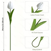 رخيصةأون زهور اصطناعية-باقة زهور توليب صناعية واقعية مكونة من 22 قطعة - زهور توليب صناعية وردية وبيضاء بسيقان خضراء مصنوعة من الراتنج/البلاستيك لتزيين حفلات الزفاف والمنازل والمكاتب - قطعة مركزية واقعية للطاولة سهلة الصيانة