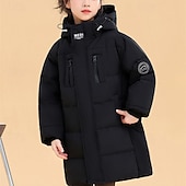 cheap Boy's Downs &amp; Parka Jacket-Kids Girls' Down Jacket Puffer Jacket Solid Color Sports Pocket Keep Warm Windproof Outdoor Coat Outerwear 4-12 Years Winter Black Yellow Purple