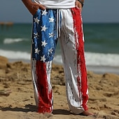 economico Pantaloni casual stampati da uomo-Per uomo Bandiera degli Stati Uniti Patriottico 250° anniversario degli Stati Uniti Pantaloni Pantaloni casual Pantaloni Larghi Misura del girovita medio Moda Casual All'aperto Ferie Coulisse