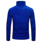 cheap Men's Pullover Sweater-Men's Turtleneck Sweater Pullover Sweater Jumper Cropped Sweater Ribbed Knit Regular Tops Knit Plain Turtleneck Modern Contemporary Casual Casual Work Clothing Apparel Fall Winter Wine Black S M L
