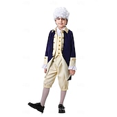  250th Anniversary USA Rococo Baroque Outfits Long Sleeves George Washington Alexander Hamilton Colonial Fancy Dress Boys' Carnival Independence Day 4th of July Kid's Coat Pants Collar
