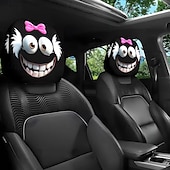 رخيصةأون أغطية الأثاث-2 قطعة من أغطية مسند رأس السيارة المطبوعة عليها قبعة عيد الميلاد المدهشة، ديكور السيارة، بدون حشو، سهلة التركيب والغسل، مناسبة للسفر لمسافات طويلة لتخفيف التعب، ديكور سيارة مضحك مثالي