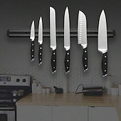 olcso Konyhai tárolás-1 db-os alumíniumötvözetből készült mágneses fali késtartó, tartós fém konyhai késtartó, lyukmentes tárolóállvány, erős mágnesek, helytakarékos kialakítás, könnyű hozzáférés és tisztítás, tökéletes