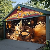 economico Striscioni per Garage e Porte-Martedì grasso Copertura per porta del garage Grande appeso Maschera Piume Lusso 3D Da serata All'aperto Sfondi di ripresa Porta d'ingresso Stile Carnevale di Venezia Arredamento per la casa