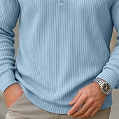ieftine Polo clasic pentru bărbați-Bărbați Cămasă Corduroy Tricouri polo Casual Stradă Quarter Zip Manșon Lung Modă Modern Culoare solidă Fermoar Cald Toamna iarna Toamnă Primăvara &amp; toamnă Fit regulat Negru Trifoi Albastru Deschis