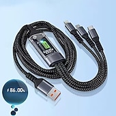 levne Domácí vylepšení-Balení 3 univerzálních rychlonabíjecích kabelů, nylonový opletený kabel QC3.0 s konektory Lightning, micro USB a USB-C pro více smartphonů