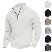 billiga Basic sweatshirts-Herr Tröja Kvartströja med dragkedja Svart Ljusgrå Halv dragkedja Slät Ledigt Dagligen Sport &amp; Utomhus Streetwear Grundläggande Höst Vinter Kläder Pull Tröjor Långärmad