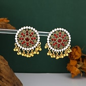 abordables Pendiente de mujer-Mujer Pendientes colgantes Azul Piscina Blanco Rojo Diamante Sintético Legierung Vintage Redondo