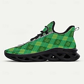  Baskets pour hommes pour la Saint-Patrick – motif trèfle vert et losanges amusant, légères, idéales pour les célébrations et les fêtes.