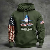 baratos Padrão de Bandeira-250º Aniversário da América Homens Moletom Moletom com capuz Manga Longa Festival Preto Azul Marinha Verde Tropa Cinzento Impressão 3D Inverno Primavera &amp; Outono Designer S M L XL 2XL 3XL