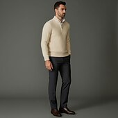 preiswerte Wollpullover für Herren-Hochwertiger Herrenpullover aus reiner Wolle und Kaschmir mit Viertelreißverschluss, klassischer Strickpullover, weich, warm und atmungsaktiv.