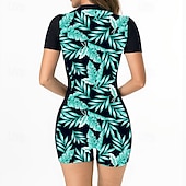 economico Rash Guards Interi-Per donna Top sottomuta Costume da bagno Costumi da bagno Tropicale Con zip Ultra Leggero (UL) Protezione UV Elastico Manica Corta Costume da Bagno Surf Snorkeling Estate