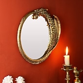 abordables Wall Sculptures-Vintage Gold Resin Flying Dragon Wall Mirror, Detailed Gold Scales, Room Decoration, Craft Ornament for Daily Home Decor, Holiday, Party, Birthday, Special Occasions