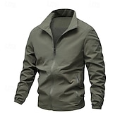 economico Giubbotti Casual-Per uomo Giacca Leggera Giacca Casual Casuale Quotidiano Sport Tasca Primavera Autunno Semplice Streetwear Elegante Collo alla coreana Regolare Nero Blu marino Cachi Verde militare Grigio scuro Giacca
