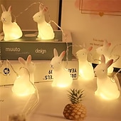 tanie Taśmy świetlne LED-Wielkanocny łańcuch świetlny z bajkowym króliczkiem, 1,5 m, 10 diod LED, zasilany bateriami, do domu, sypialni, balkonu, ogrodu, na święta i imprezy