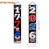 cheap America 250-US 250th Anniversary Patriotic Couplet Banner America 250 Years of Freedom Celebration Flag Door Decoration Red White and Blue Party Decor Semiquincentennial Celebration 4th of July Independence Day