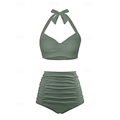 economico Surfing Tankinis &amp; Bikinis-Per donna Costume da bagno Bikini a vita alta con volant 2 pezzi Tropicale Senza schiena Protezione UV Alta elasticità Senza Maniche Costume da Bagno Surf Immersione Snorkeling Estate