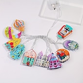 ieftine Acumulatoare-șir de lumini decorative din fier forjat Ramadan Eid 3m-20leds felinar castel stea lună atmosferă lumină decorativă baterie AAA sursă de alimentare USB