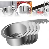 billige Kjøkkenutstyr og -redskap-4 stk. kraftig avløpskurv i rustfritt stål til undervasken - plassbesparende kjøkkenorganisator med enkel rengjøring, solid konstruksjon, elegant design, moderne oppvaskkumtilbehør til kjøkken