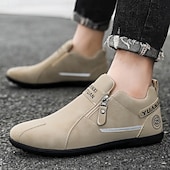 economico Scarpe Casual Slip-On-scarpe slip-on beige da uomo con tomaia morbida: comode scarpe da tutti i giorni per un abbigliamento casual e un comfort che dura tutto il giorno