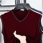preiswerte Herren Pullover Weste-Herren Pullunder Kleid Pullover Pullover Weste Strickpullover Gerippt Stricken Normale Oberteile Gestrickt Einfach V Ausschnitt Mode Lässig Urlaub Alltagskleidung Bekleidung Herbst Winter Schwarz Rote